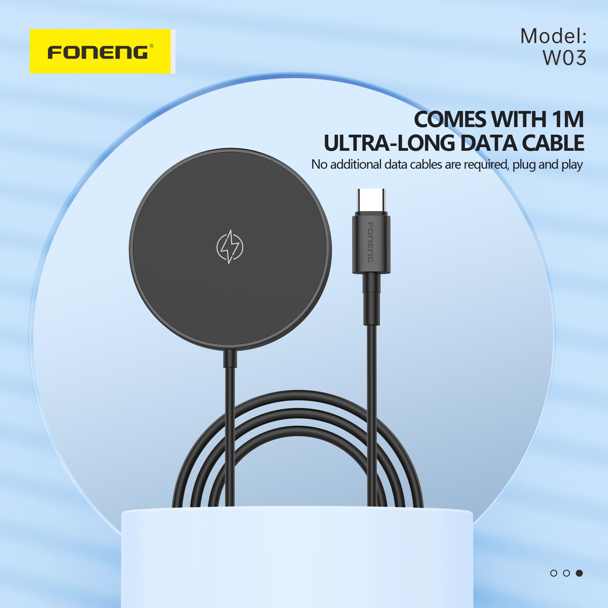 W03 Mini <b>Magnetic</b> Wireless Charger with Stand (15W & with 1M <b>Cable</b> ...